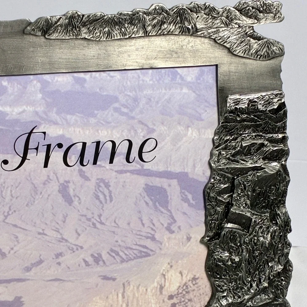 Vtg Grand Canyon Photo Frame 8x10 Souvenir 3D Cast Pewter Rustic Travel SouthWst